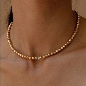18K Gold Beaded Choker Necklace (1204)